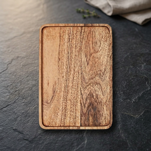 Plateau de service rectangulaire en acacia, réutilisable, antidérapant, passe au lave-vaisselle, planche à découper décorative pour accessoires de cuisine, comptoir - Product Image 1