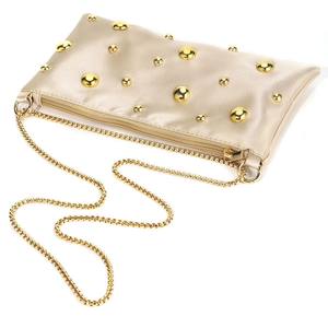 2025 हाई-एंड बेडेड चेन सैटिन जिपर सिंगल कंधे क्रेसेंट शाम बैग नए ठोस रंग अंडरआर्म बैग पॉलिएस्टर ज़िप फैशन - Product Image 5