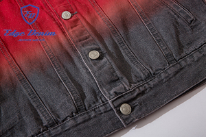Edge Denim OEM China Factory Supplier Fashion Long Sleeve Red <strong>Colar</strong> Tie Dye Denim <strong>Jacket</strong> for Men - Product Image 5
