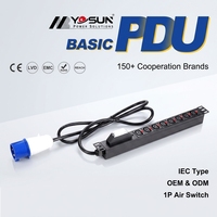 Disjoncteur universel 19'' 1U 32A à succès, multiprise PDU 8 voies verrouillable, en alliage d'aluminium PC ininflammable, interrupteur à air 1P