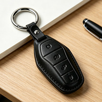 Housse de clé de voiture en cuir de luxe pour BYD Han EV/Tang DM, étui pour clé de voiture à 4 boutons, protection anti-rayures Yuan