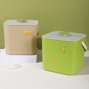 Cubo de Plástico Cuadrado con Tapa 10.5L, Contenedor de Almacenamiento, Cesto para Juguetes, Cesta de Lavado, Asiento, Uso en Baño, con Asa de Transporte - Product Image 1