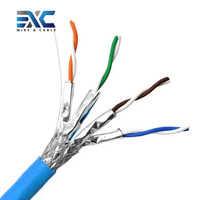 EXC kabel Cat8 kecepatan tinggi 23AWG 0.56MM, 4 pasang kabel komunikasi berpelindung tembaga murni CE ROHS asal
