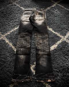 Celana Denim Pria jins ketat, celana Denim Flare, celana jins robek, celana jins tangan kotor, dilapisi lilin kotor, celana jins pria standar pabrik kustom - Product Image 1