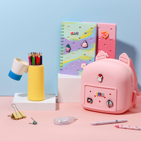 Étui à crayons en silicone personnalisé, couleur pastel, bloc de couleurs, pochette ronde pour stylos, kawaii, ouverture large pour les étudiants, l'école, les voyages, les fournitures scolaires
