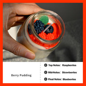 Bougie parfumée à la <span class=keywords><strong>fraise</strong></span> et à l'orange personnalisée en gros | Bougie aromatique aux fruits en cire de soja naturelle pour la maison, les cadeaux et la décoration - Product Image 5