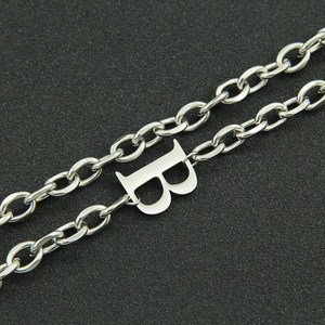 Double Cuban <b>Chain</b> Letter Necklace Neck <b>Chain</b>, Nightclub <b>Titanium</b> Steel Sweet Cool Set <b>Chain</b> Tanjing Fashion Lijing Necklace - Product Image 4