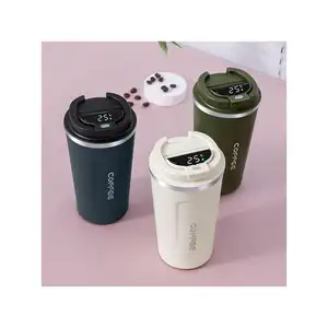 Creative Thermos Cup with Temperature Display Portable Office Coffee Cup Mug 304 Stainless Vacuum Flask
