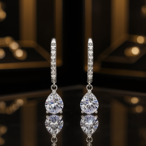 Orecchini di Diamanti E719 in Oro Bianco, Colore D, Taglio Rotondo Naturale, Certificati GIA, Gioielli Classici da Sposa per Donna - Product Image 2