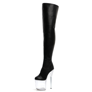 Bottes de danseuse exotique, boîte de nuit, talons hauts de 20 cm, plateforme cylindrique, cuir, chaussures de performance de 8 pouces, bottes cuissardes <span class=keywords><strong>pour</strong></span> femmes - Product Image 6