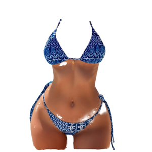 Bikini Wanita OEM Seamless Cepat Kering 2 Set Tali Cetak Lapis Ganda Ruffle Halter Logo Kustom Label Pribadi BSW Hot Sale - Product Image 5