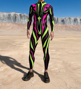King Mcgreen Star Mono de Halloween Impresión digital 3D Líneas irregulares Adulto Cosplay Body Carnaval Fiesta Hombres Catsuit - Product Image 2