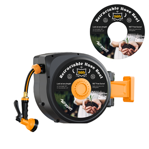 Enrouleur de tuyau d'arrosage mural rétractable à pression en PVC 20M - Product Image 2