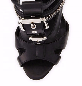Women Special Design Sandals Pointed Open Toe Ankle Strap Zipper Metal Summer Dress <b>Shoes</b> Ladies Thin Heel Fashion Sandals - Product Image 5