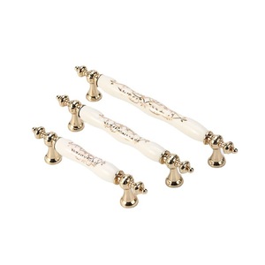 European Country Style Ceramic <strong>Gold</strong> Handle Drawer Pull Home Use Wardrobe <strong>Door</strong> and Cabinet <strong>Knob</strong> for Dresser or Entry Furniture - Product Image 4