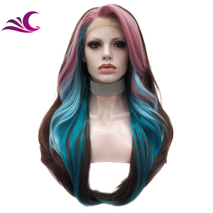 Người Nổi Tiếng Lớp Tóc Giả Màu Xanh Màu Hồng Nổi Bật Trong Cả Hai Bên Nâu Tổng Hợp Tóc Giả Futura Sợi Thay Thế Tóc Con Người Tóc Giả - Product Image 1