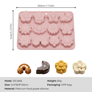 Moule à bonbons en silicone platine LFGB, forme fleur arc-en-ciel et étoile, antiadhésif, sans BPA, moule de cuisson personnalisé - Product Image 1