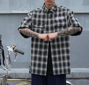 Nuovo stile stile stile stile Chicano Hip Hop t-Shirt 100% cotone ampio da <span class=keywords><strong>uomo</strong></span> <span class=keywords><strong>camicia</strong></span> a <span class=keywords><strong>manica</strong></span> <span class=keywords><strong>corta</strong></span> a <span class=keywords><strong>quadri</strong></span> camicie da <span class=keywords><strong>uomo</strong></span> - Product Image 2