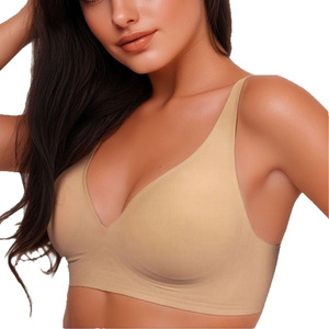 <span class=keywords><strong>Soutien</strong></span>-gorge femme en maille tricotée de haute qualité, à fines bretelles, décolleté en V profond, doux et confortable, push-up, lingerie sans couture pour petite poitrine, minimisant - Product Image 5