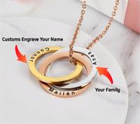 Nouveaux arrivages Collier anneau cercles imbriqués personnalisé Collier anneau de mariage russe Collier triple anneau Collier en acier inoxydable