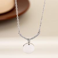 Ywyougang Collier barre en V scintillant avec zircone cubique, pendentif cercle vierge gravable, bijoux délicats empilables pour femmes