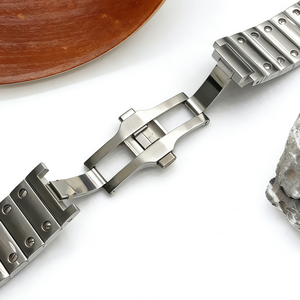 Correa de Acero Inoxidable de Lujo de 21 mm con Cierre de Mariposa, Piezas de Repuesto para Brazalete, Accesorios para Caja Cuadrada Santoz - Product Image 6