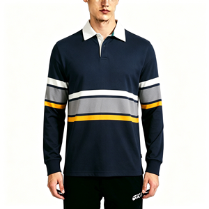 School <strong>Leaver</strong> Unisex Rugby Jumper Custom Stripe Long Sleeve Knit Jersey <strong>Shirt</strong> with Knitted <strong>Design</strong> for Sports Wear - Product Image 1