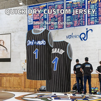 Jersey Bola Basket Orlando Tank Top Jaring Garis-garis Tanpa Lengan Pria Nomor 1 Grady Pakaian Bernapas untuk Semua Musim
