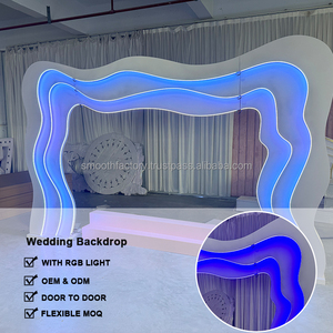 LEDA Modern White Wave LED Arch <b>Backdrop</b> Acrylic Wedding Entrance for <b>Party</b> Events Decor - Product Image 3