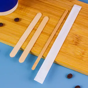 Disposable Custom Shape Coffee Stirrer Round end Wooden Coffee Stirrer