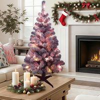 1,20 m Rosa Künstlicher Schneebaum mit Warmweißen LED-Lichtern, Batteriebetrieben, Hochwertige Umweltfreundliche PVC-Feiertagsdekoration für Zuhause