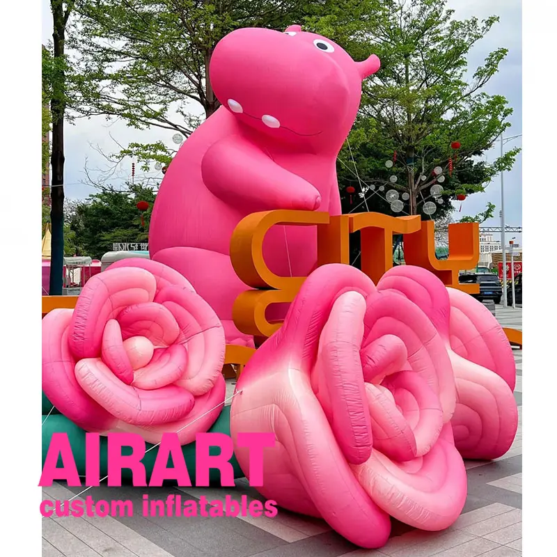 supply design new pink rose flower props inflatable balloon,blow up inflatable red rose flower tube