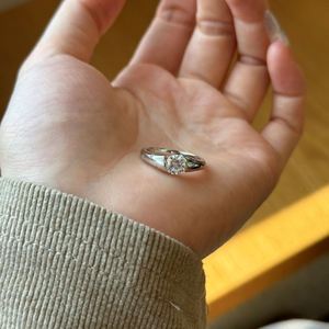 Dylam Dainty Jewelry Rhodium Plated Glossy Surface 925 Sterling <b>Silver</b> <b>Solitaire</b> 5A Cubic Zirconia Stone Daily Wear <b>Rings</b> - Product Image 5