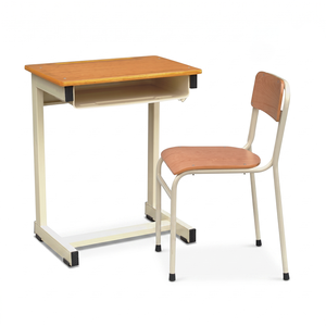 Meubles scolaires fixes très résistants, design moderne, table et chaise pour étudiants, matériaux en acier, contreplaqué et plastique, couleur personnalisée, Aoyasi - Product Image 1