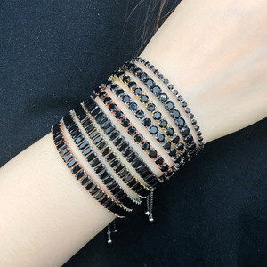 New Arrival Luxury <b>Couple</b> Jewelry Geometric Black Cz <b>Bracelet</b> Cubic Zirconia Tennis Chain Adjustable <b>Bracelet</b> - Product Image 1