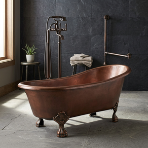 Baignoire autoportante en cuivre antique de luxe, modèle simple - I H C - Product Image 3