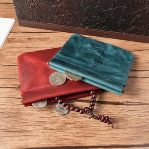 Pochette cosmétique personnalisée en cuir véritable, petite, auto-fermante, portable, pour chapelet, bijoux, maquillage, voyage, mini porte-monnaie en cuir - Product Image 5