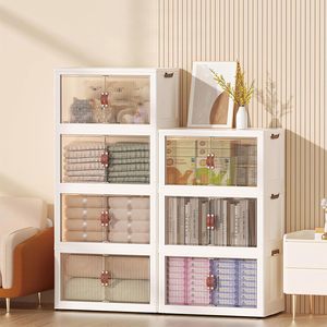 Best Selling Foldable Collapsible Storage Cabinet PP <b>Plastic</b> Stackable <b>Box</b> for Children's Toys Organizer Over 35L Capacity - Product Image 6