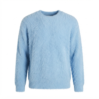Pull en mohair tricoté rayé respirant pour homme avec manches longues et personnalisation du logo au dos du col pour l'hiver ODM