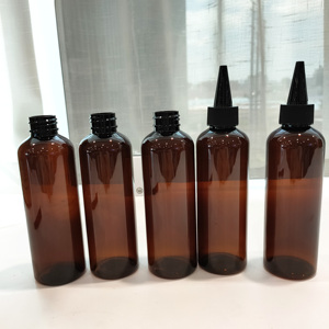 Cosmo Round 8oz 12oz 16oz PET PETG Amber Black Squeeze <strong>Shampoo</strong> Pump Sprayer <strong>Bottles</strong> <strong>with</strong> <strong>Lid</strong> - Product Image 4