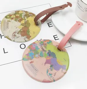 रचनात्मक pvc विश्व मानचित्र यात्रा गोल सामान टैग