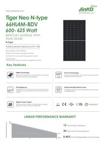 แผงโซลาร์เซลล์ Jinko JKM620N-66HL4M-BDV แบบโมโนคริสตัลไลน์ชนิด N เทคโนโลยี MBB กำลังไฟ 620 วัตต์ สำหรับระบบไฟฟ้า - Product Image 2