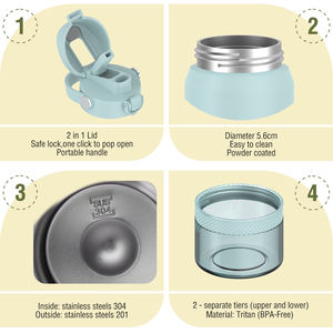 Borraccia Sportiva Personalizzata in Acciaio Inox a Doppia Parete <span class=keywords><strong>con</strong></span> Due Scomparti Separati (Superiore e Inferiore) - Product Image 4