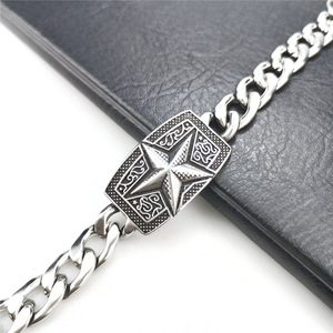 Venta al por mayor de acero inoxidable Punk pulsera de cadena de eslabones Cruz calavera gótica HipHop joyería de moda encanto para hombres mujeres regalo geométrico - Product Image 4
