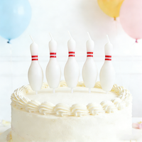 Bougies d'anniversaire créatives en forme de boule de bowling, faites à la main, lot de 5, pour la décoration de gâteaux de fête, bougies d'anniversaire mignonnes en gros