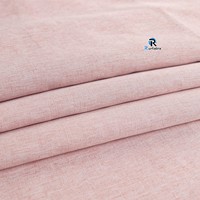 Rideau de salle de bain rose poudré à bords ondulés, en faux lin polyester, ensemble de rideaux de bain en tissu hydrofuge avec crochets, personnalisable OEM