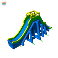 Toboggan aquatique tropical gonflable en PVC écologique de 9,75 m de haut à double piste avec sac de sécurité amovible pour 10 personnes – Usage commercial