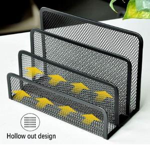 Desk Mail <b>Organizer</b> <b>File</b> Holder Letter Sorter with 3 Vertical Upright Metal Mesh Paper <b>Organizer</b> for Home or Office Desktop - Product Image 4