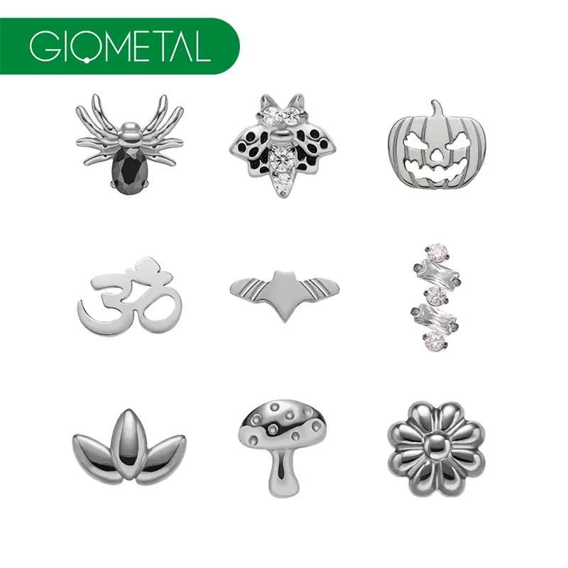 Giometal Wholesale G23 Titanium Helix Daith Body Piercing Jewelry Boucles d'oreilles Tragus Dermal Top F136 Labret Fileté Piercing