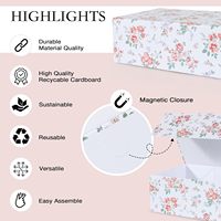 Boîte cadeau florale en carton rose avec couvercles magnétiques, pliable, rigide, grande taille, pour demande en mariage, matériaux recyclés, finition mate UV